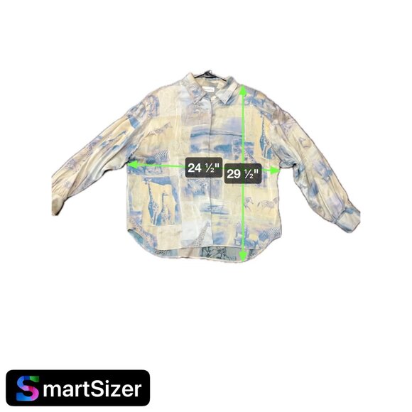 Liz Claiborne Collection Silk Safari Watercolor Print Button-Up Blouse Sz 16 - Picture 7 of 9